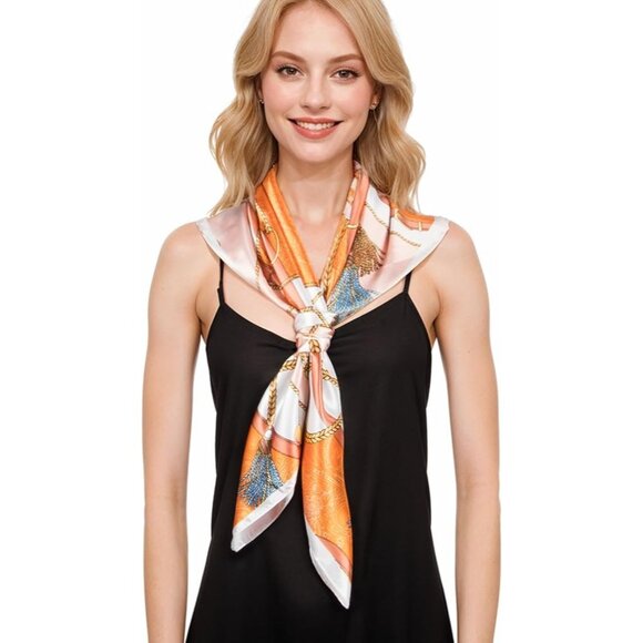 Head Scarf for Women Like Silk Scarf Hair Scarf Printed Square Scarf - Picture 4 of 7